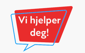 Et skilt med teksten Vi hjelper deg.